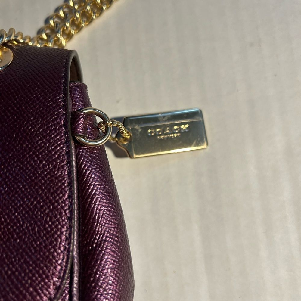 Coach Cassidy Purple Metallic Star Embellished Crossbody Bag F38341 - Picture 15 of 16